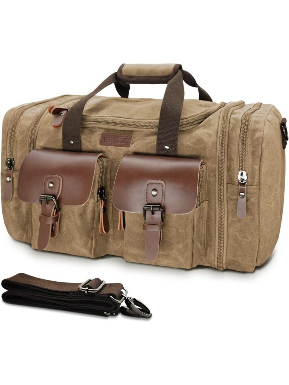 Spacious 60L Waxed Canvas Duffle Bag - Stylish Weekender & Overnight Travel Bag